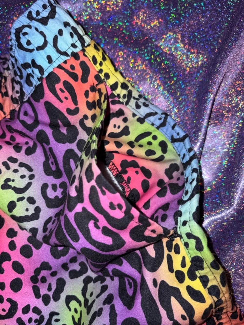 Mens Neon Animal Print Swim Trunks